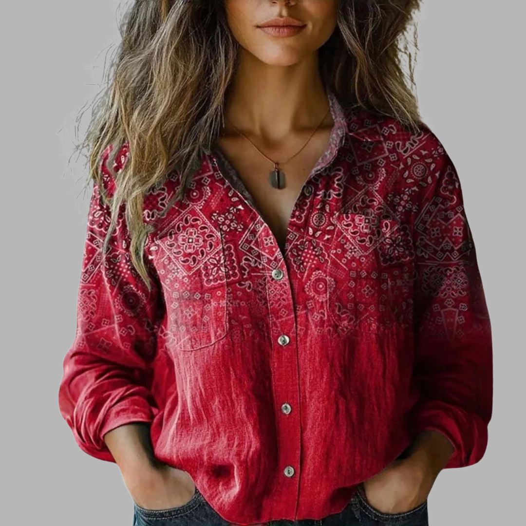 Retro Floral Print Blouse