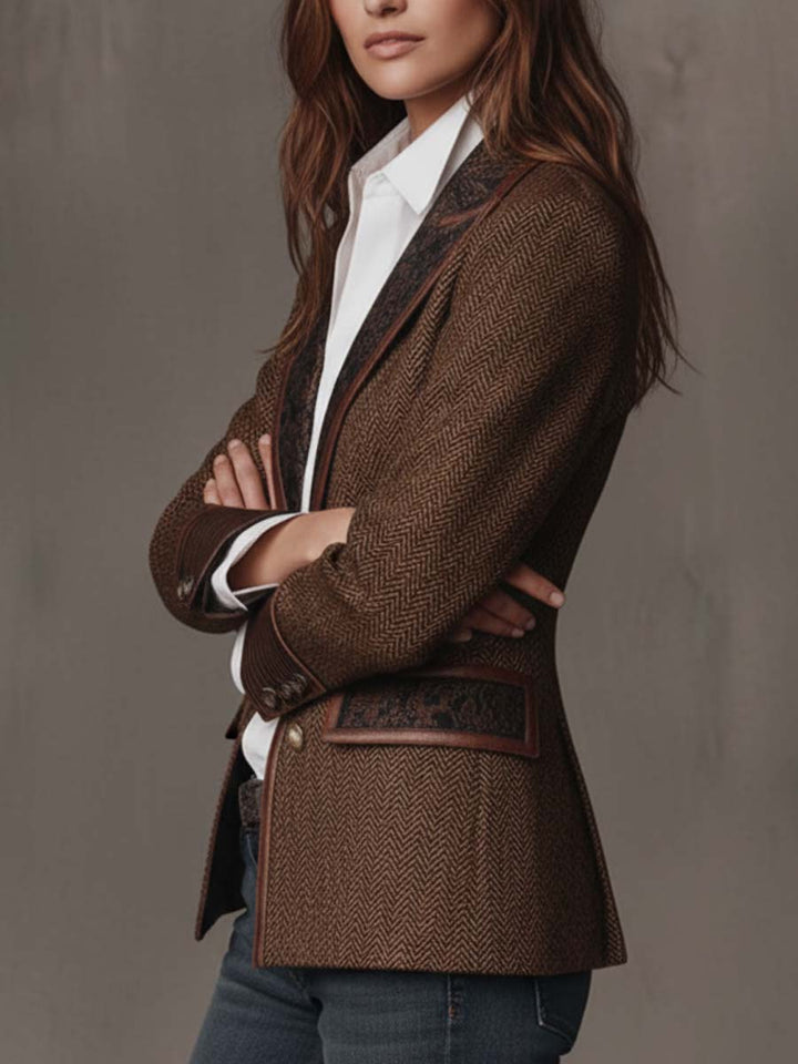 Chevron Print Panel Blazer