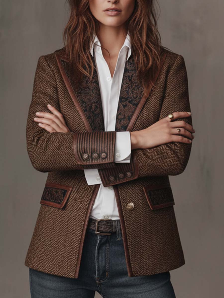 Chevron Print Panel Blazer