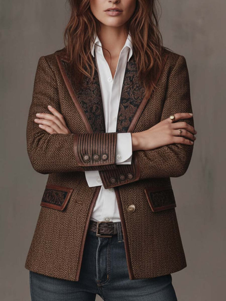 Chevron Print Panel Blazer