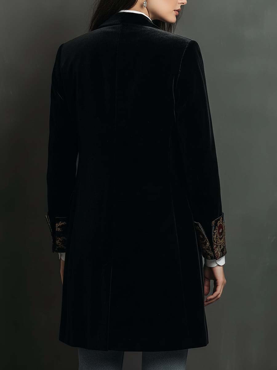 Black Baroque Print Fitted Blazer