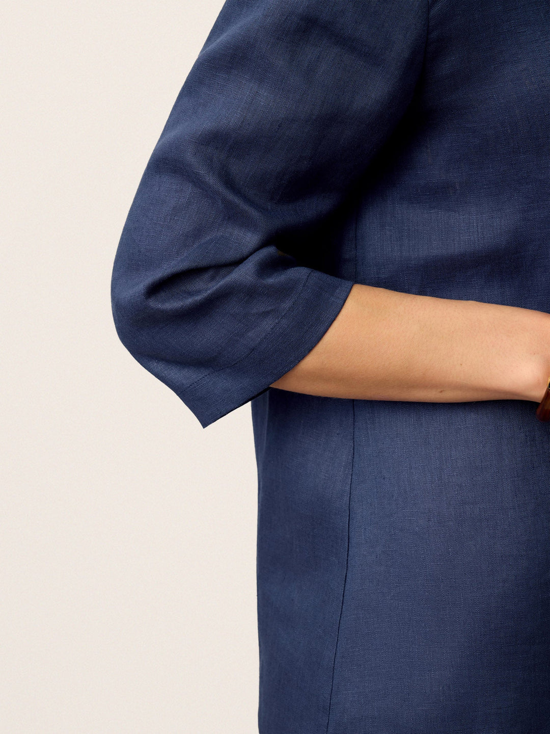 Linen Asymmetric Collar Inverted Pleat Top