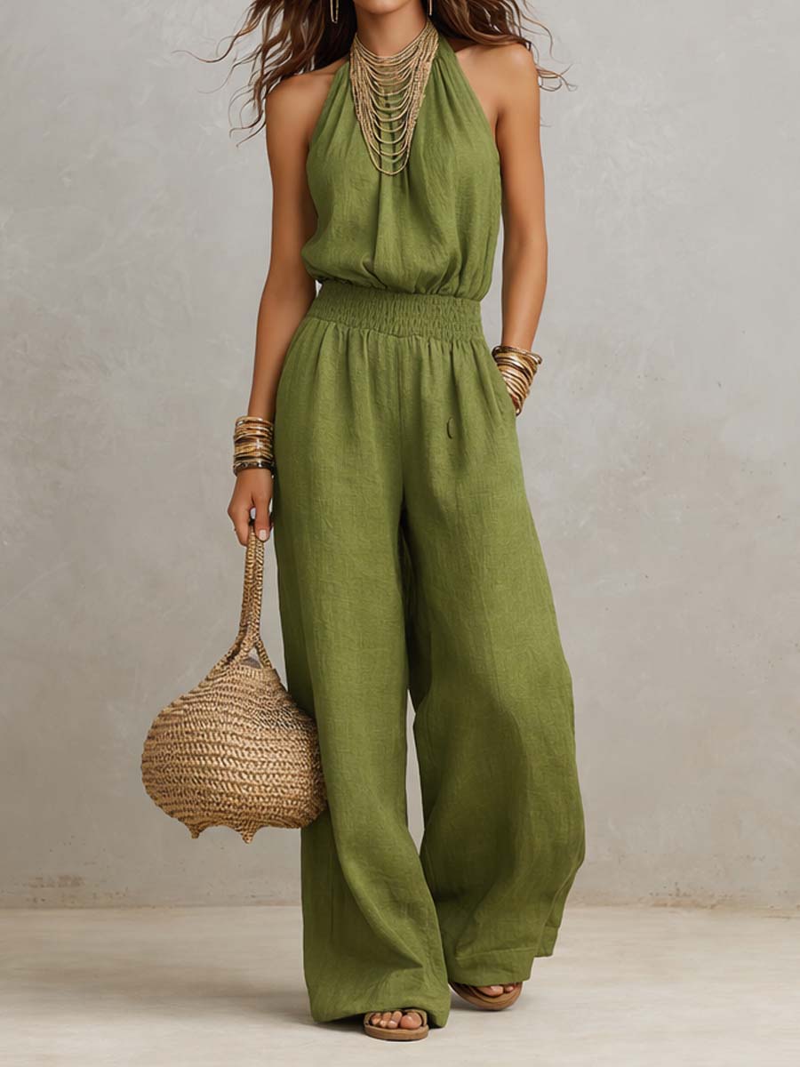 Santorini Halter Wide-Leg Jumpsuit