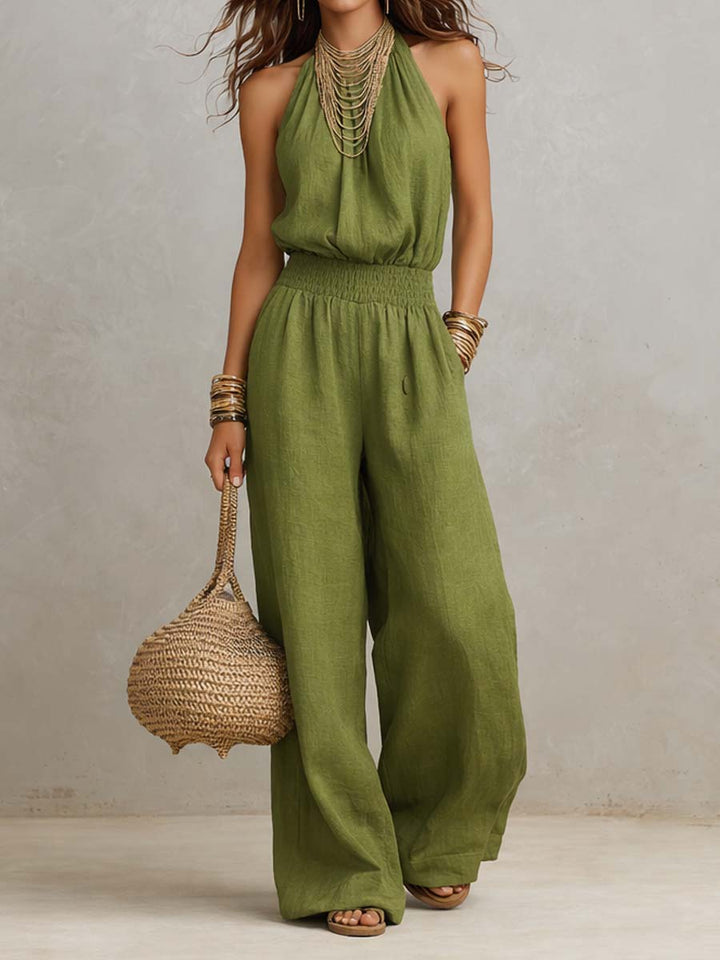 Santorini Halter Wide-Leg Jumpsuit