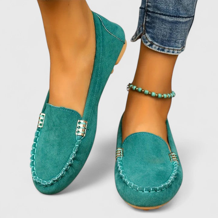 Cleo | Suede Metal Detail Moccasin Loafers