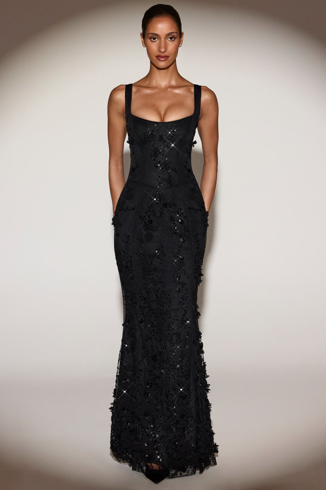 Vasanta | Embellished Appliqué Soft-Scoop Corset Gown