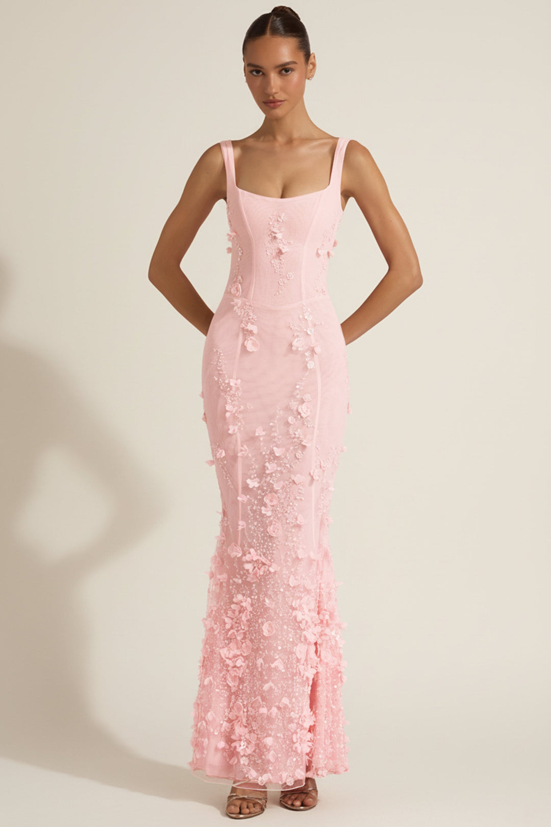 Vasanta | Embellished Appliqué Soft-Scoop Corset Gown