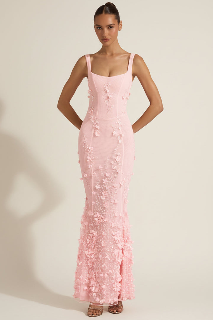 Vasanta | Embellished Appliqué Soft-Scoop Corset Gown