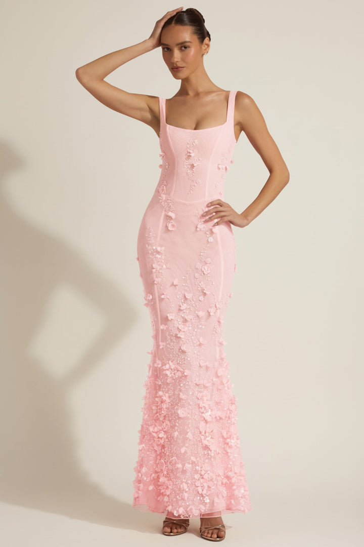 Vasanta | Embellished Appliqué Soft-Scoop Corset Gown
