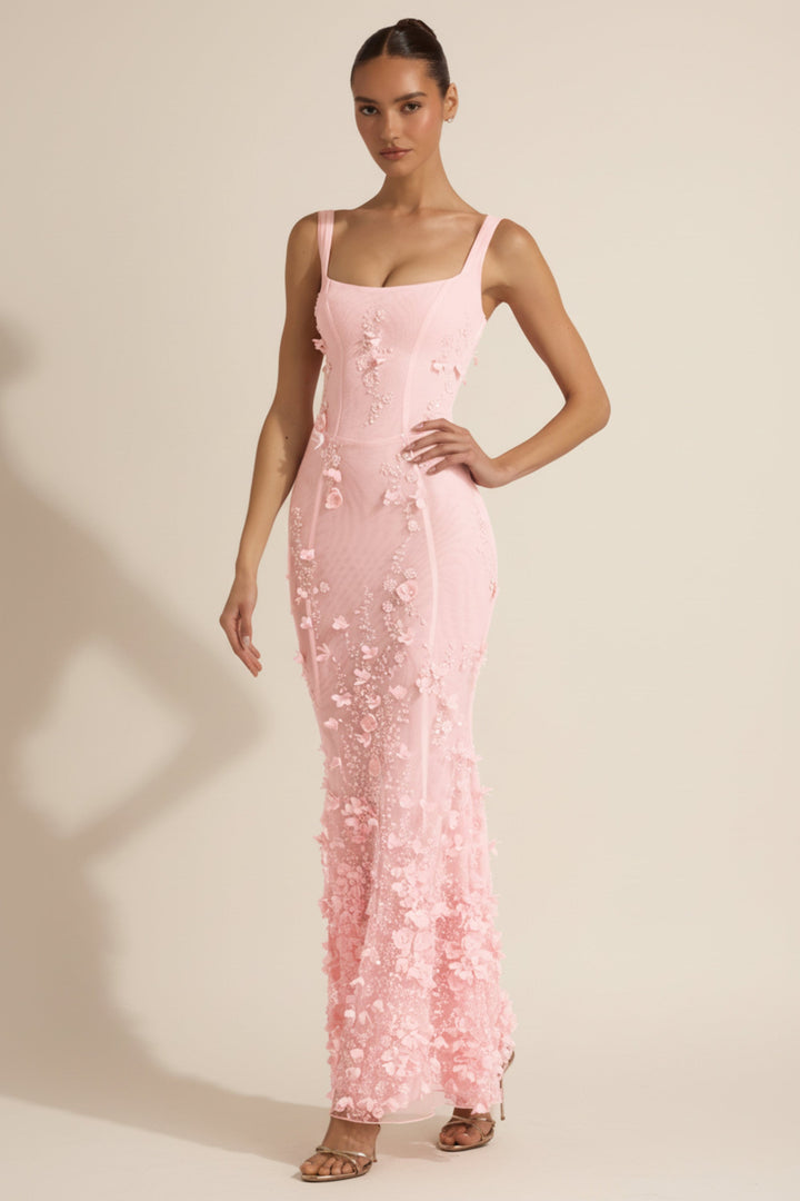 Vasanta | Embellished Appliqué Soft-Scoop Corset Gown