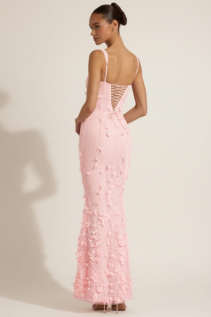Vasanta | Embellished Appliqué Soft-Scoop Corset Gown