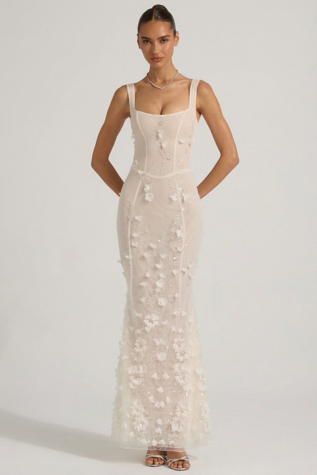 Vasanta | Embellished Appliqué Soft-Scoop Corset Gown