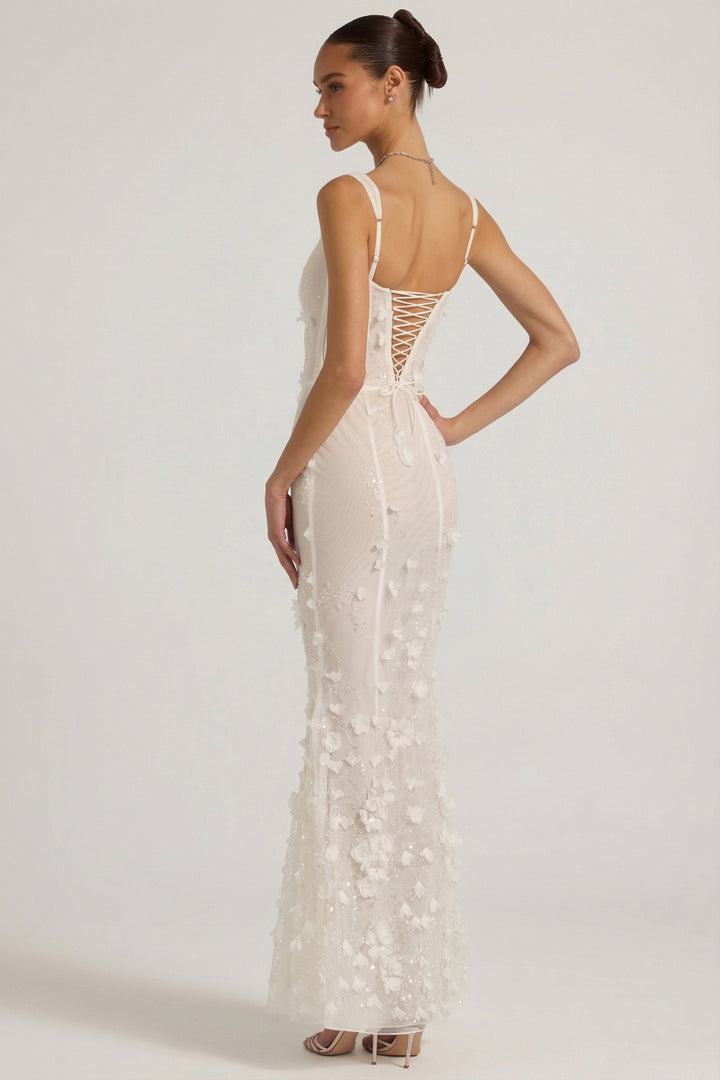 Vasanta | Embellished Appliqué Soft-Scoop Corset Gown