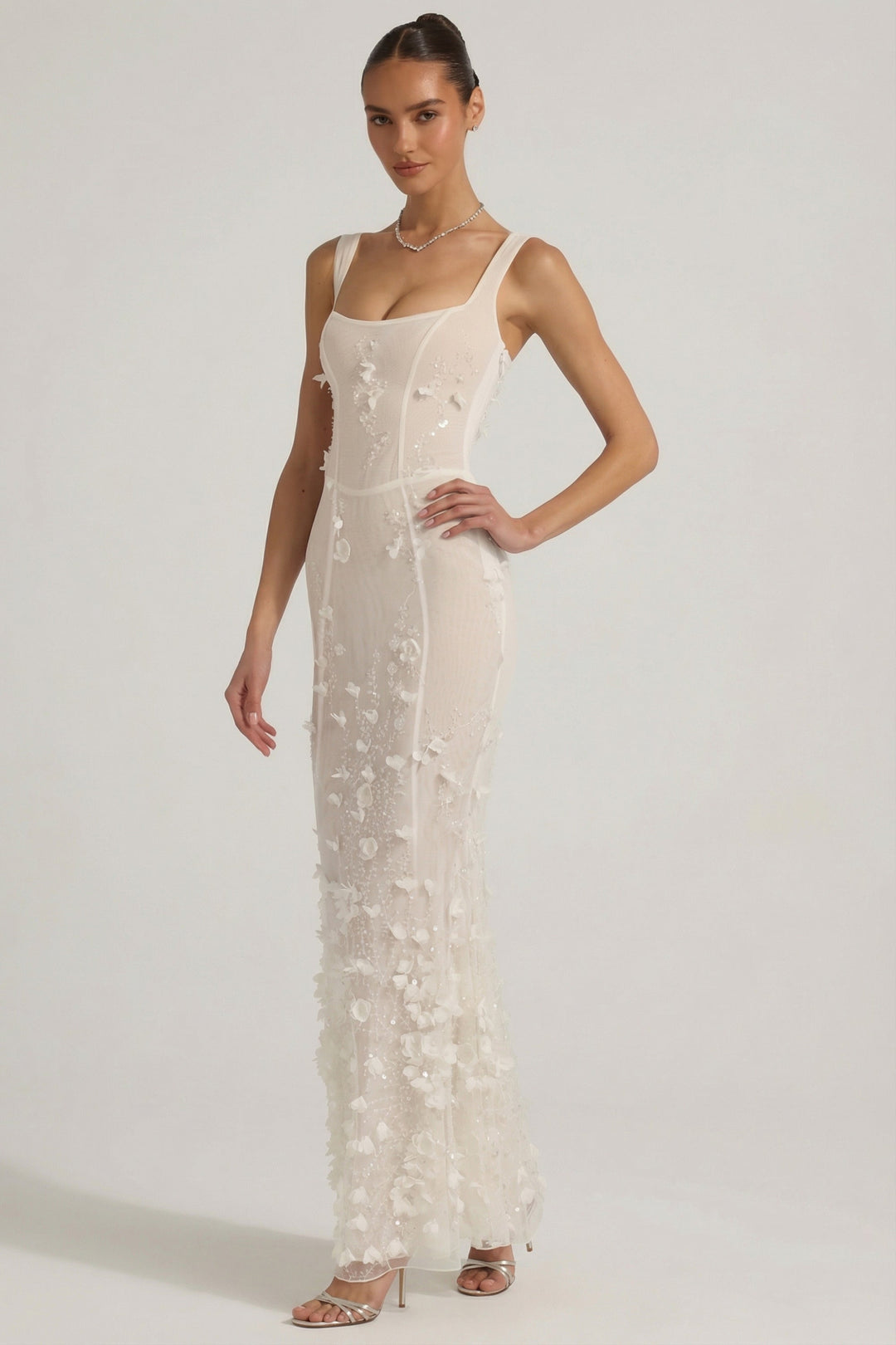 Vasanta | Embellished Appliqué Soft-Scoop Corset Gown