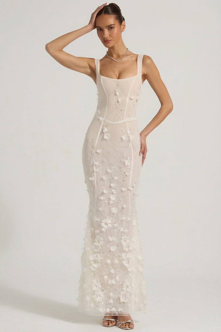 Vasanta | Embellished Appliqué Soft-Scoop Corset Gown