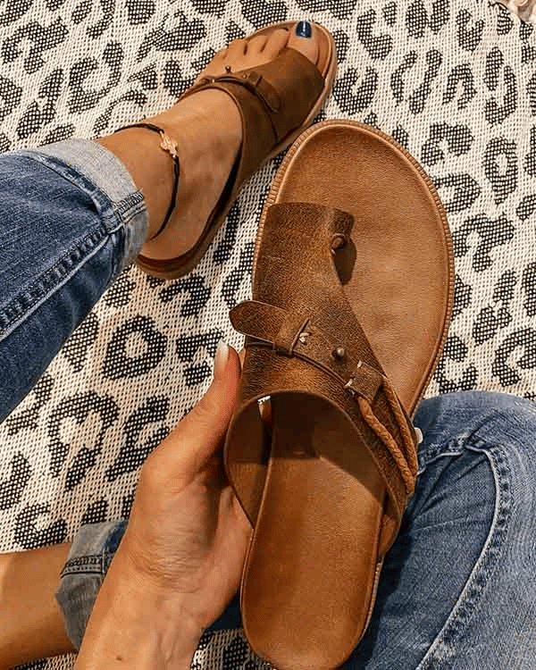 Roma | Boho Toe Ring Flat Slip-On Slides