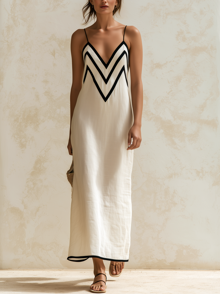 Maxi Dress with Contrast Edges