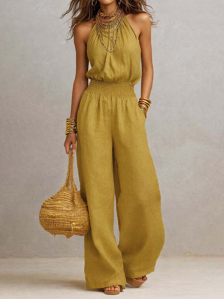 Santorini Halter Wide-Leg Jumpsuit