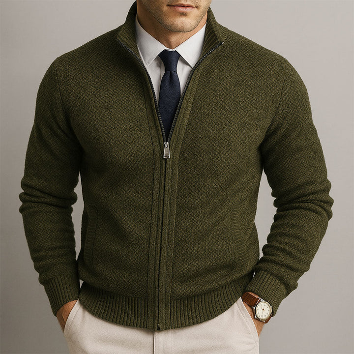 High Neck Zip-Up Cardigan Henri