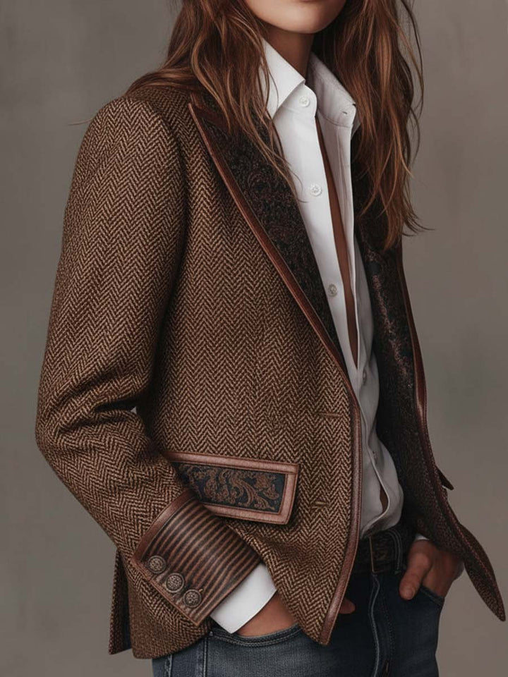 Chevron Print Panel Blazer