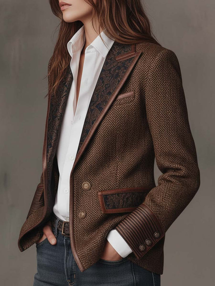 Chevron Print Panel Blazer