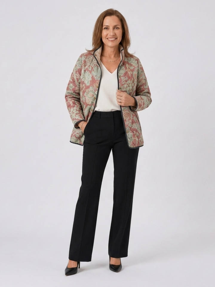 Terracotta Quilted Damask Jacket Pauline