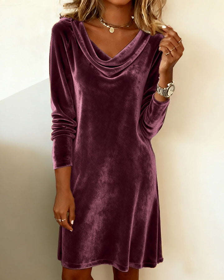 Trendy Dress with Waterfall Neckline