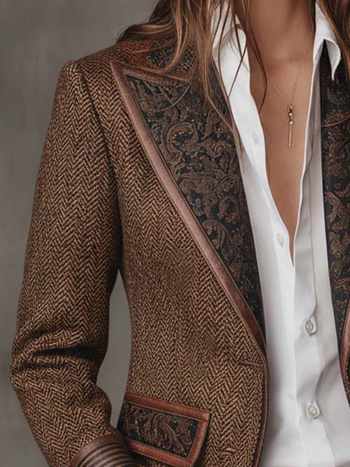Chevron Print Panel Blazer