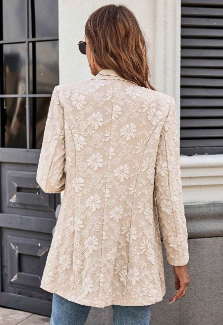 Single Breasted Blossom Embossed Jacquard Blazer