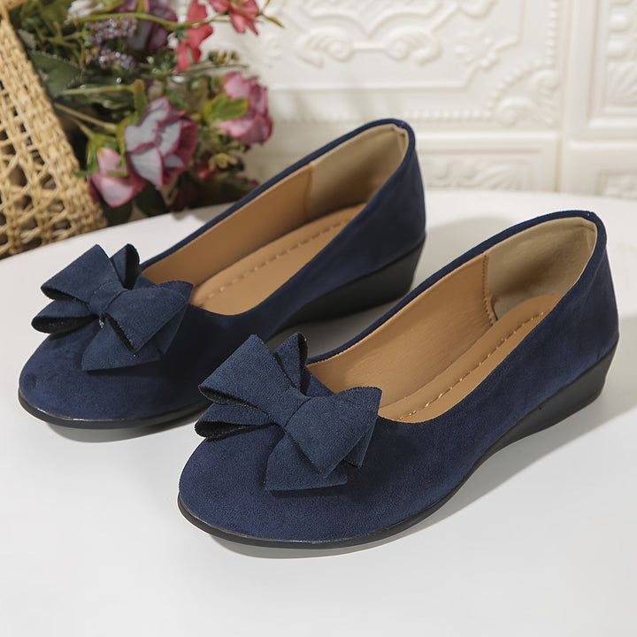 Maisie | Suede Bow Detail Wedge Ballet Flats