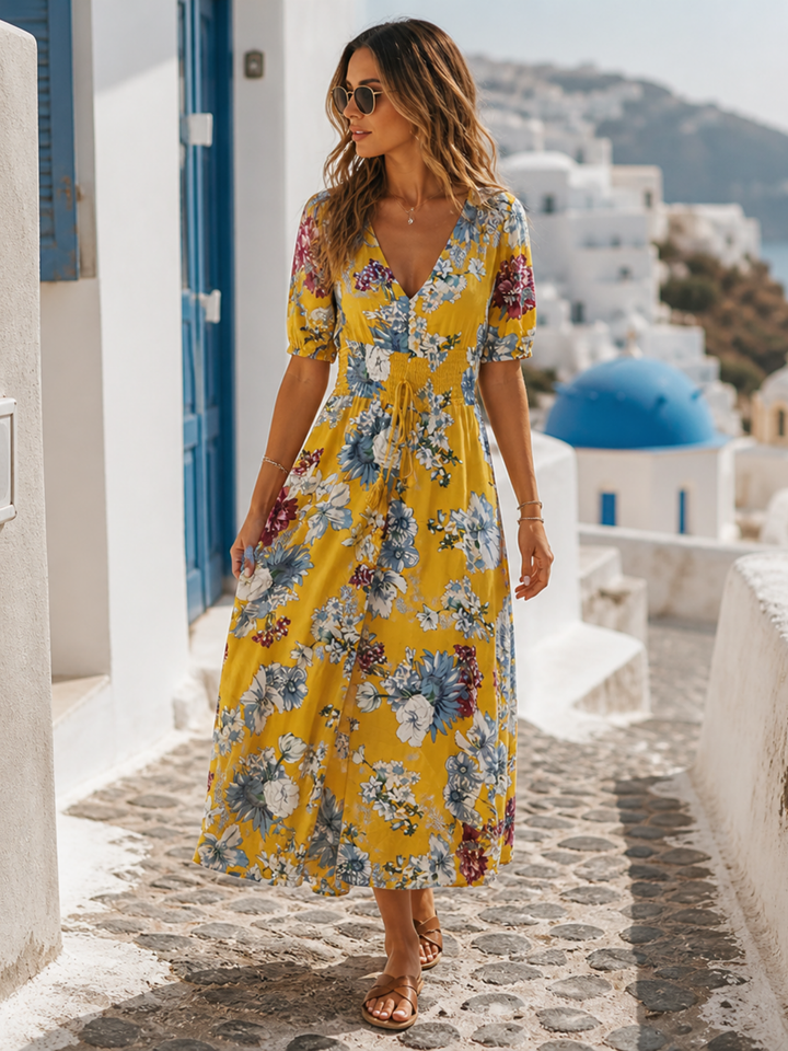 Oia Floral Midi Dress