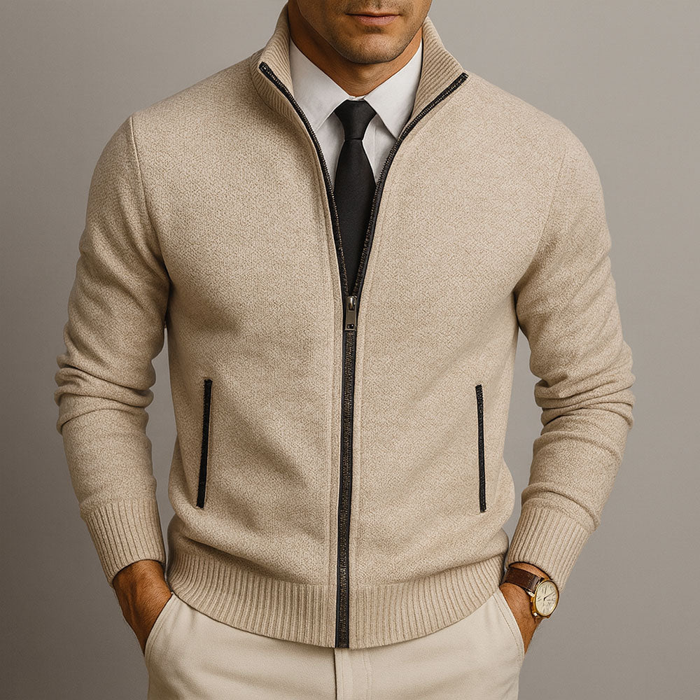 High Neck Zip-Up Cardigan Henri
