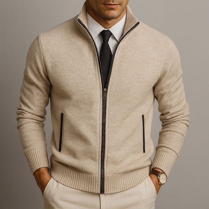 High Neck Zip-Up Cardigan Henri