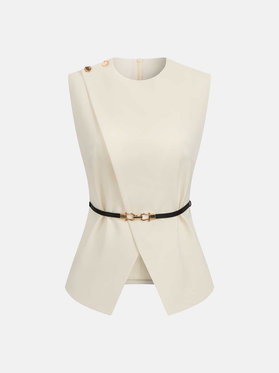 Sleeveless Belted Top & Pleated Pants Set