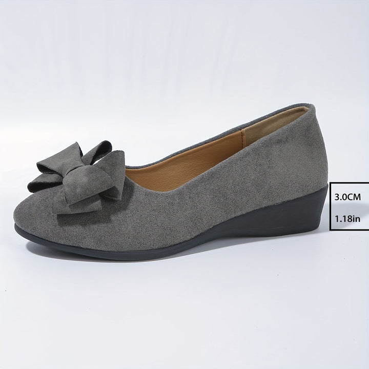 Maisie | Suede Bow Detail Wedge Ballet Flats