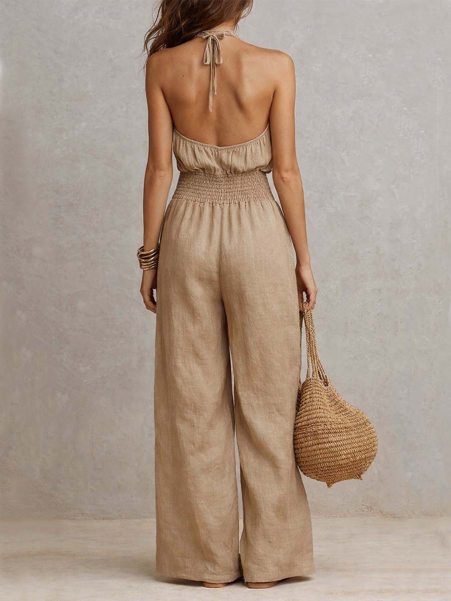 Santorini Halter Wide-Leg Jumpsuit