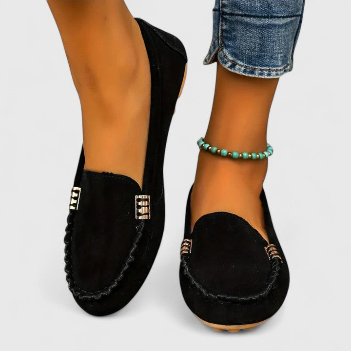 Cleo | Suede Metal Detail Moccasin Loafers