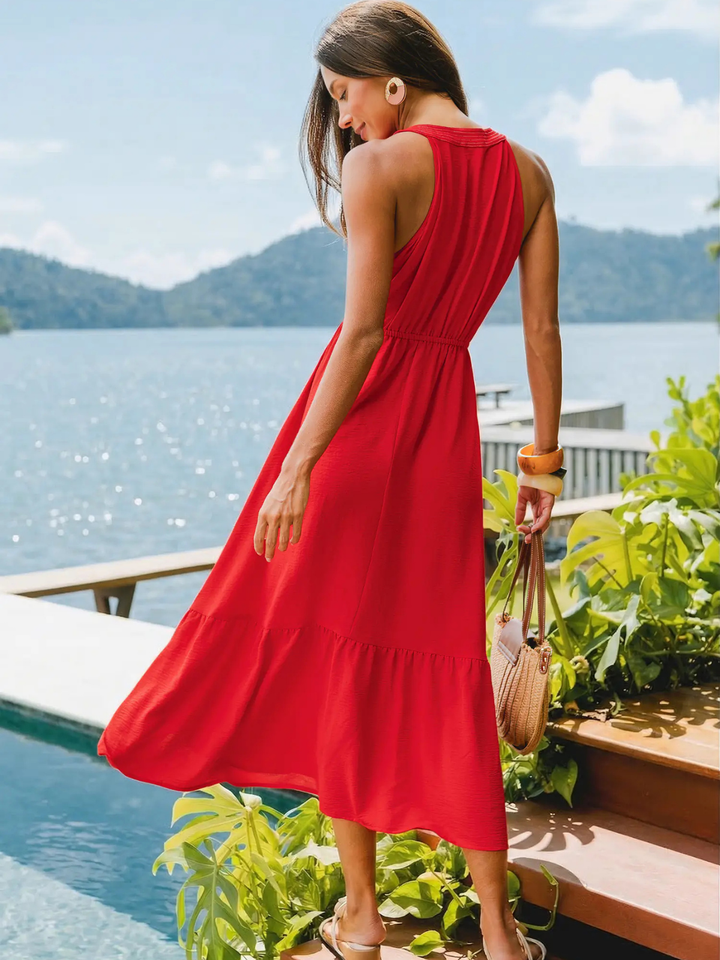 Under the Setting Sun Red Maxi Dress
