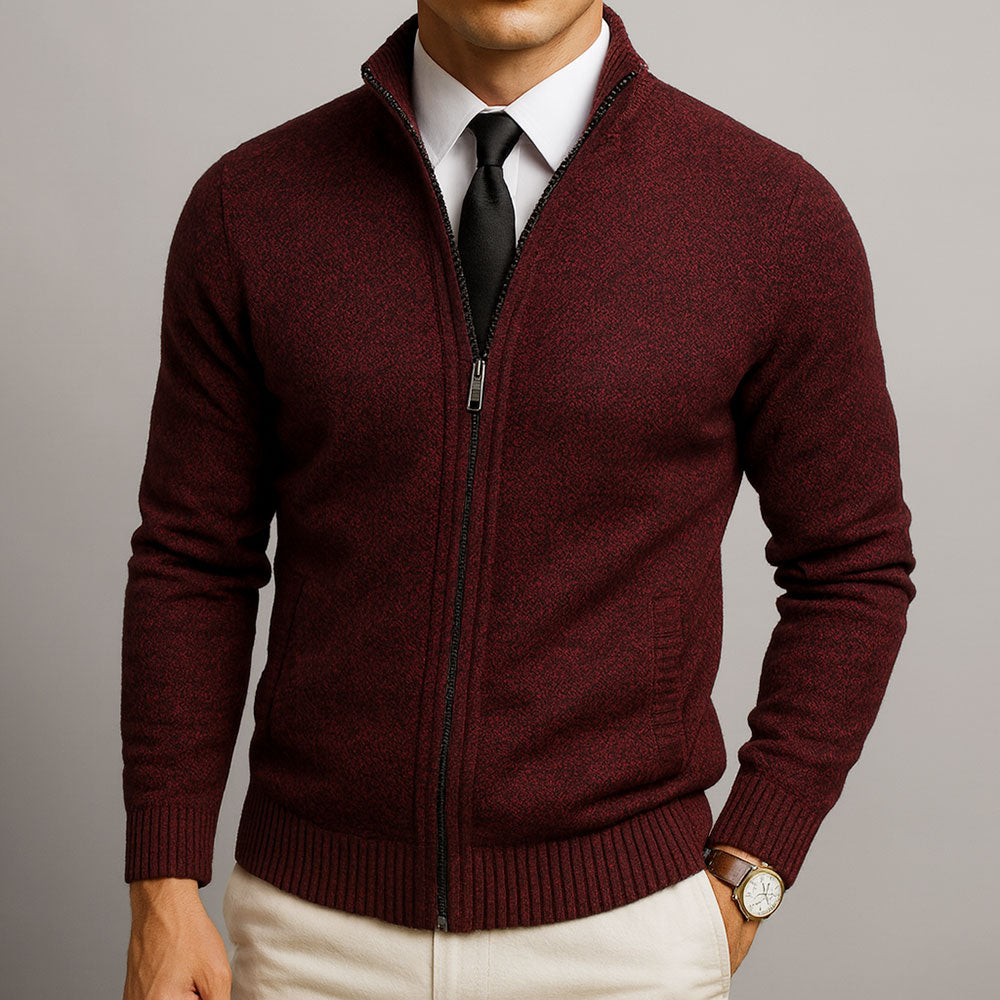 High Neck Zip-Up Cardigan Henri