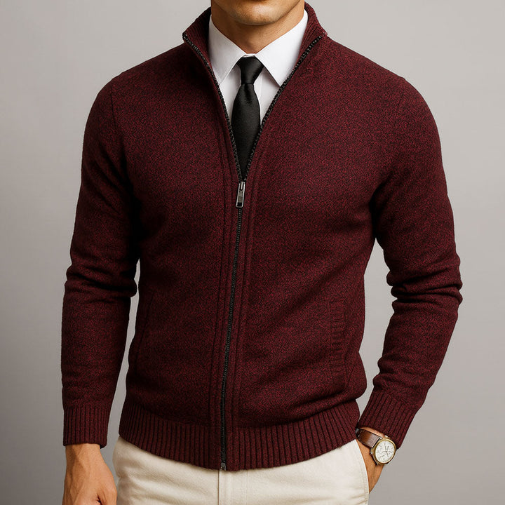 High Neck Zip-Up Cardigan Henri
