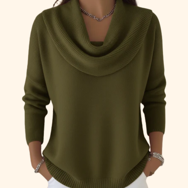 Women's Relaxed Fit Cowl Neck Knit Sweater