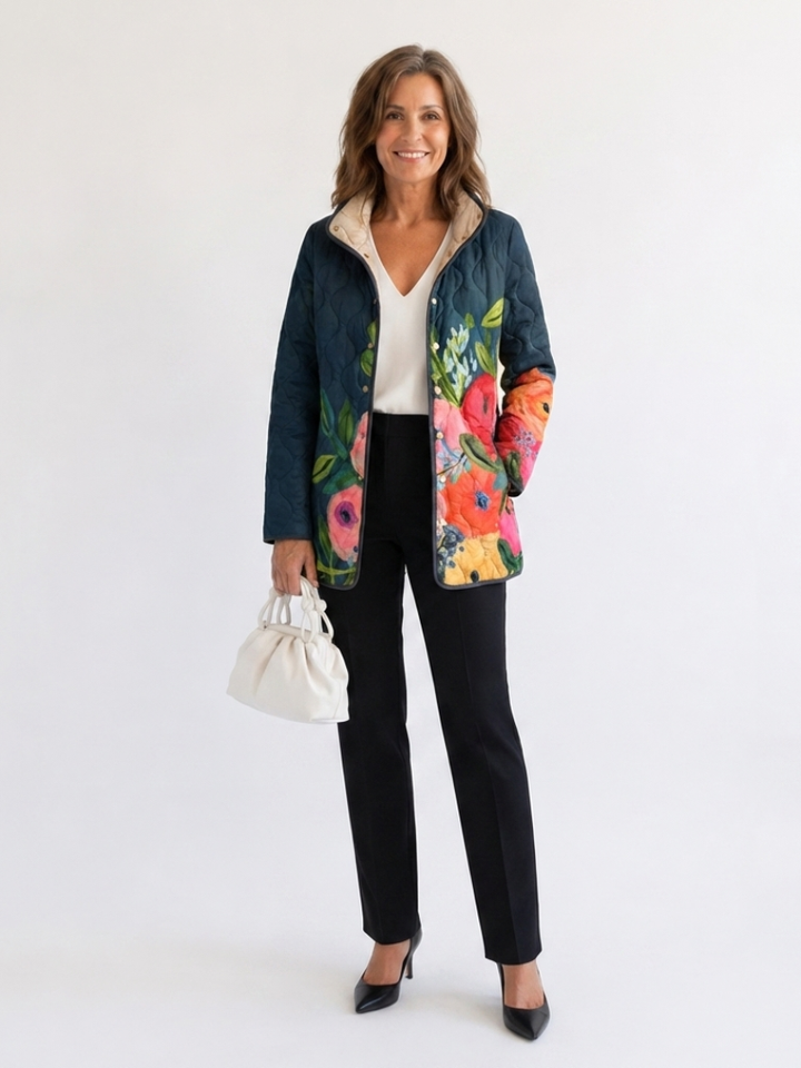 Quilted Floral Print Jacket