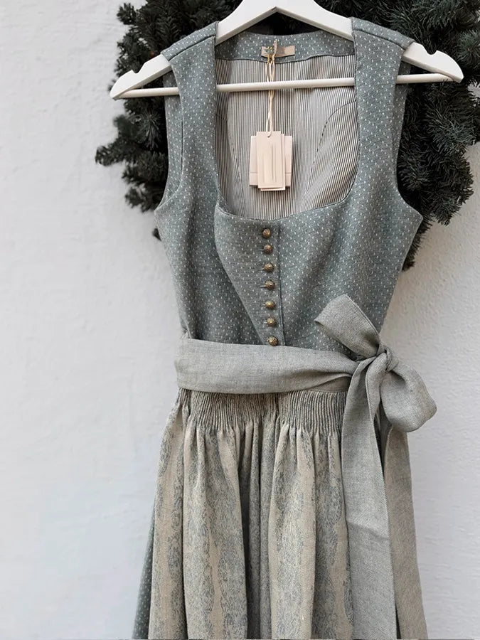 Damen-Freizeitkleid in Unifarbe mit Schleife, knielang (ohne Innenfutter)