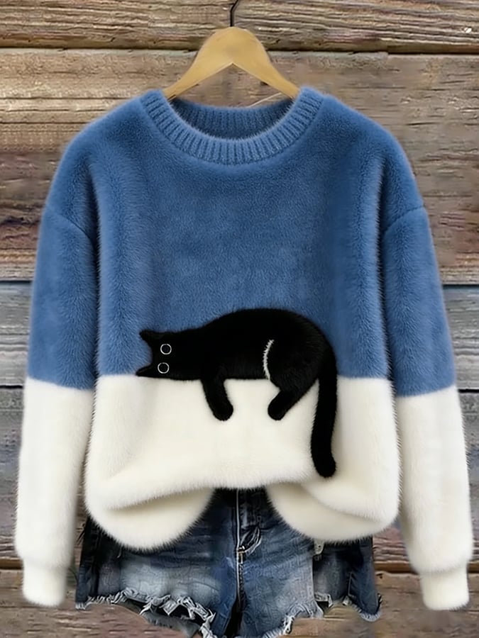 Charlotte | Cozy Sweater with Sleeping Cat Design