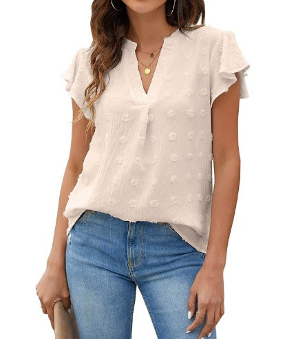 Chic Patchwork Blouse with Ruffles