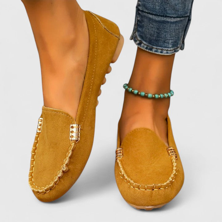 Cleo | Suede Metal Detail Moccasin Loafers