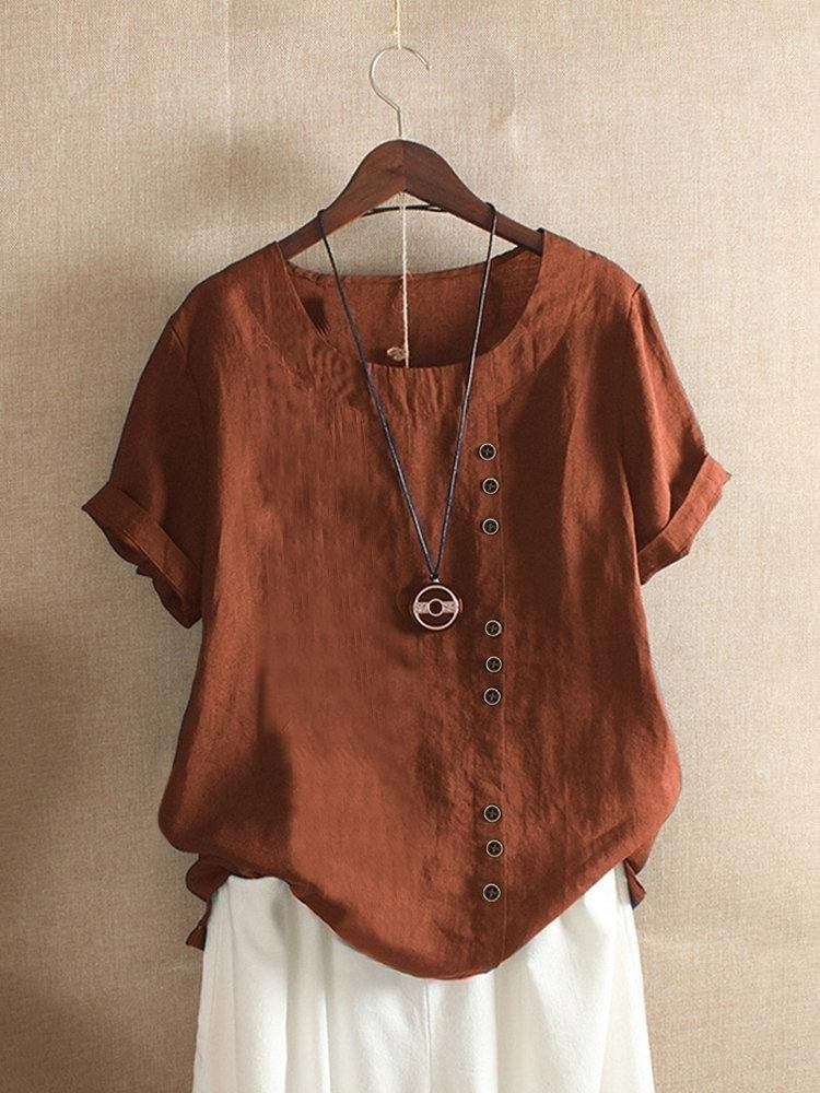 Lightweight Blouse with Button Placket