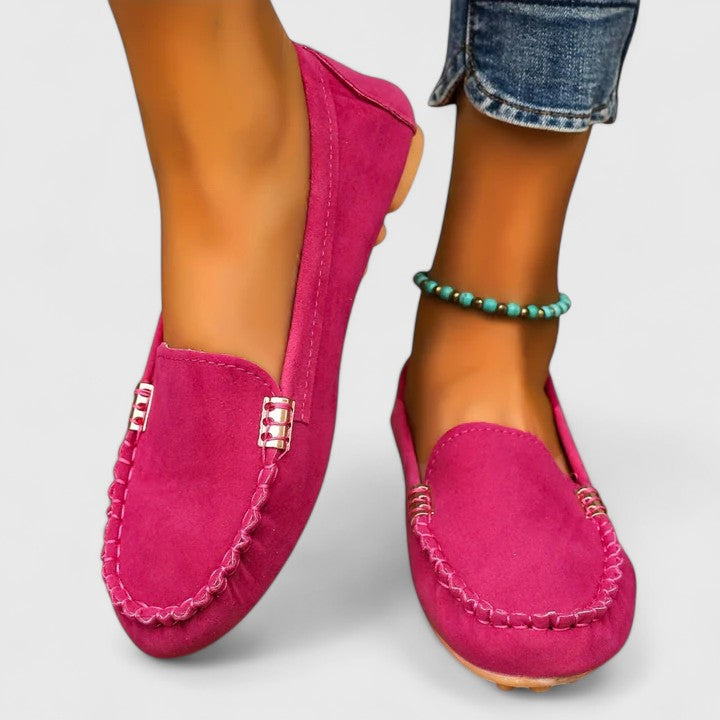 Cleo | Suede Metal Detail Moccasin Loafers