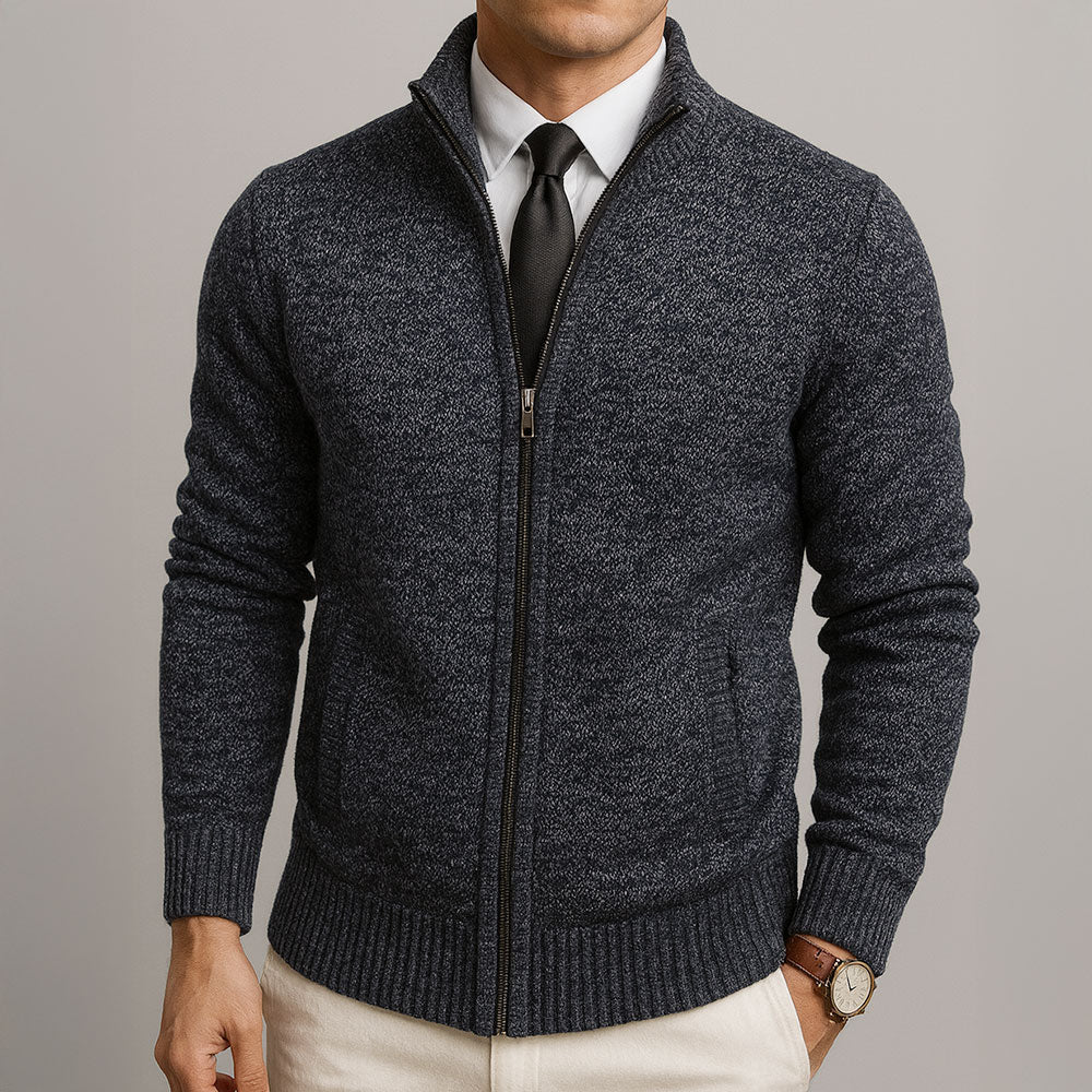 High Neck Zip-Up Cardigan Henri