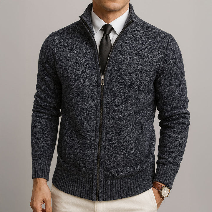 High Neck Zip-Up Cardigan Henri